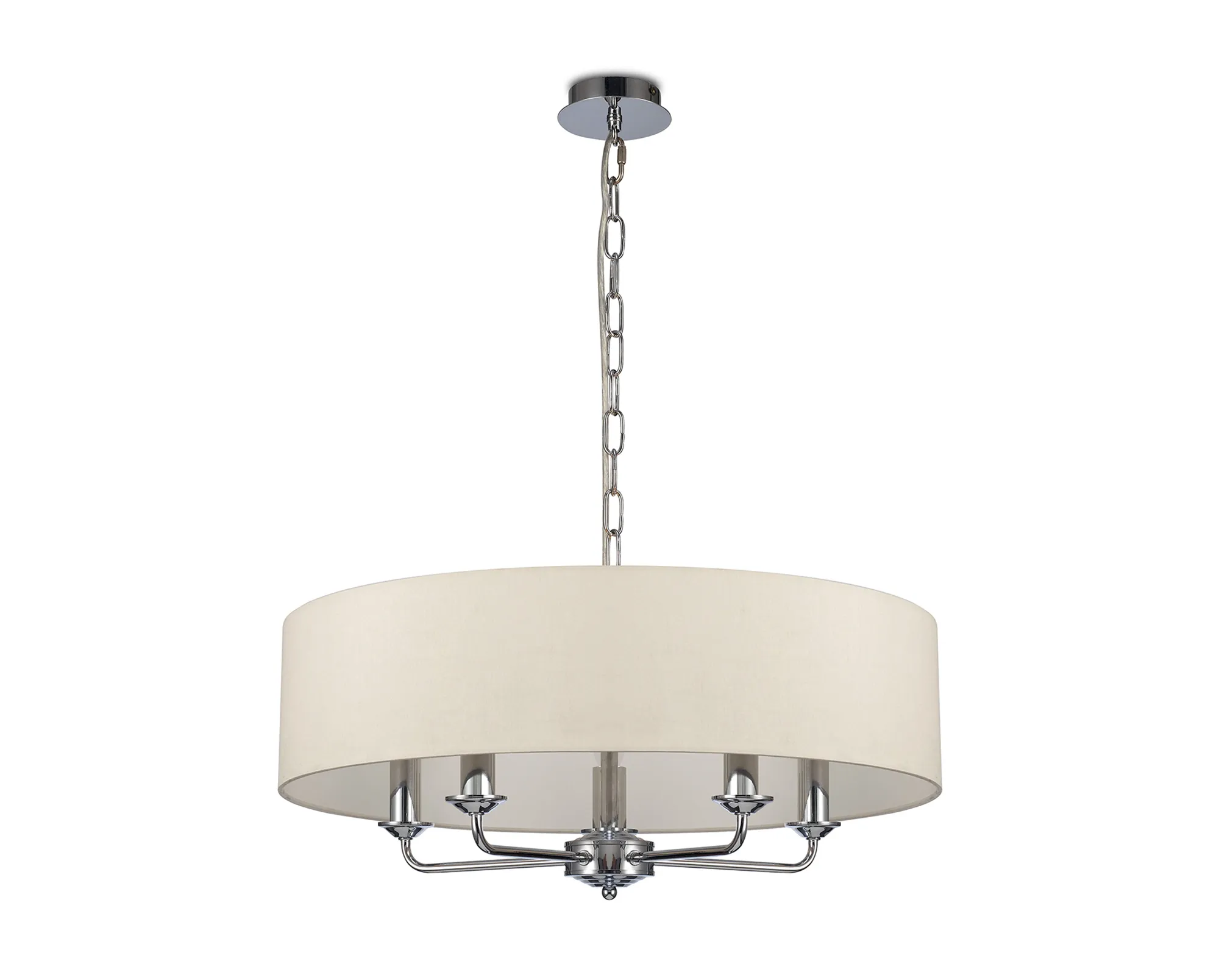 Banyan 60cm 5 Light Pendant Polished Chrome, Ivory Pearl DK0011  Deco Banyan CH IV